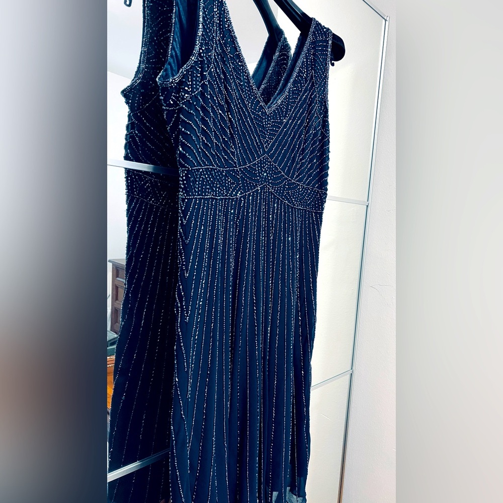 Jkara New York Beaded V- Neck evening dress